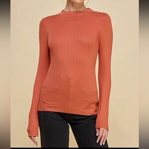 ShopEvelynne Ribbed Long Sleeve Top - Rust